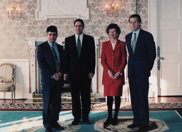 With Paul Arthur, Eric Nonacs, Mary Robinson, then Ireland's president, in Northern Ireland in the 1990s