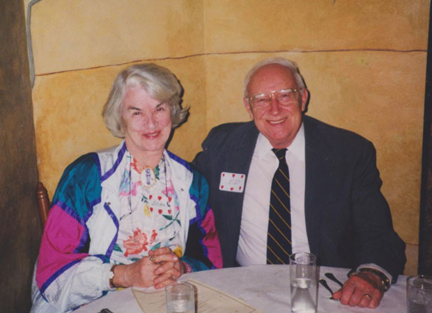 Edward Bray and his wife Joann seated at a table