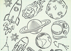 Illustration of rockets and planets