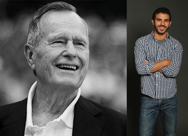 President George H. W. Bush and student Ben Linares '16
