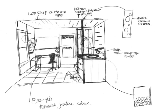 Sketch of redesigned room