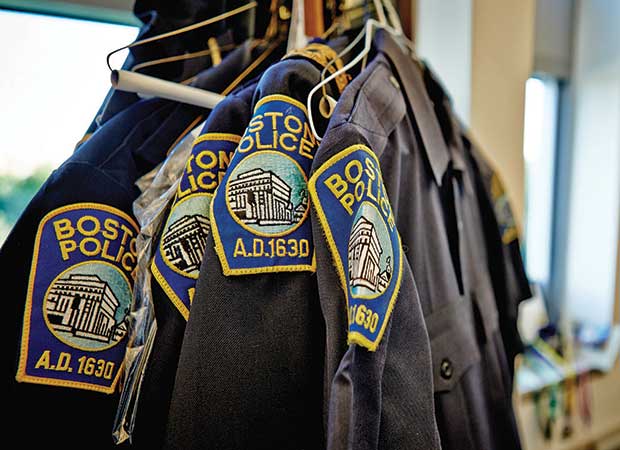 police uniforms hanging up